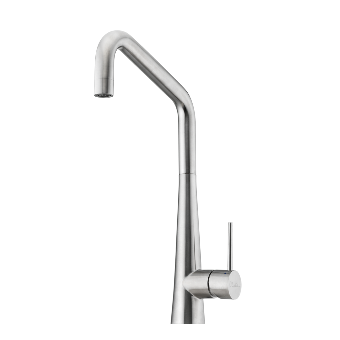 Oliveri Essente SS316 Square Gooseneck Sink Mixer - Natural Stainless Steel - SS31670