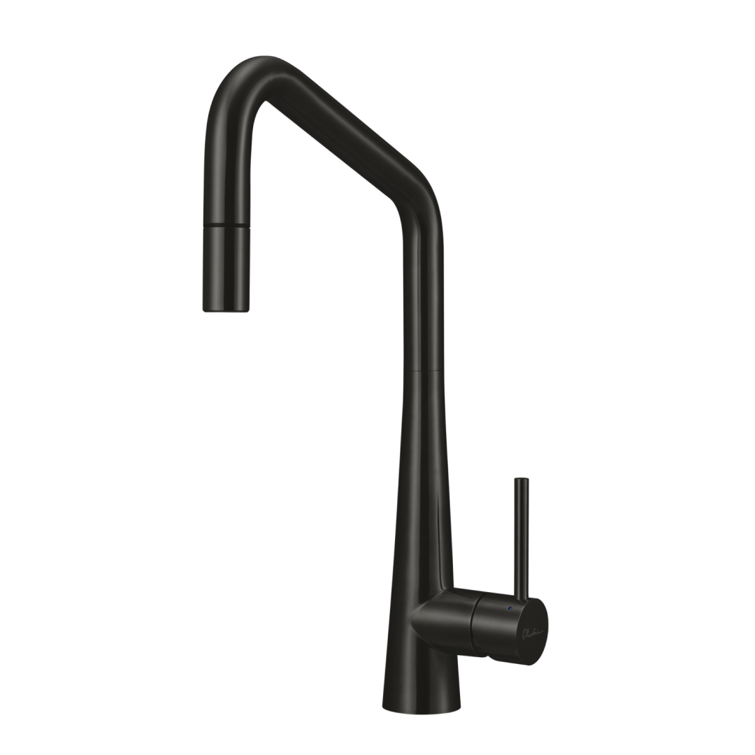 Oliveri Essente SS316 Square Gooseneck Pull Out Sink Mixer - Gun Metal - SS31675-GM