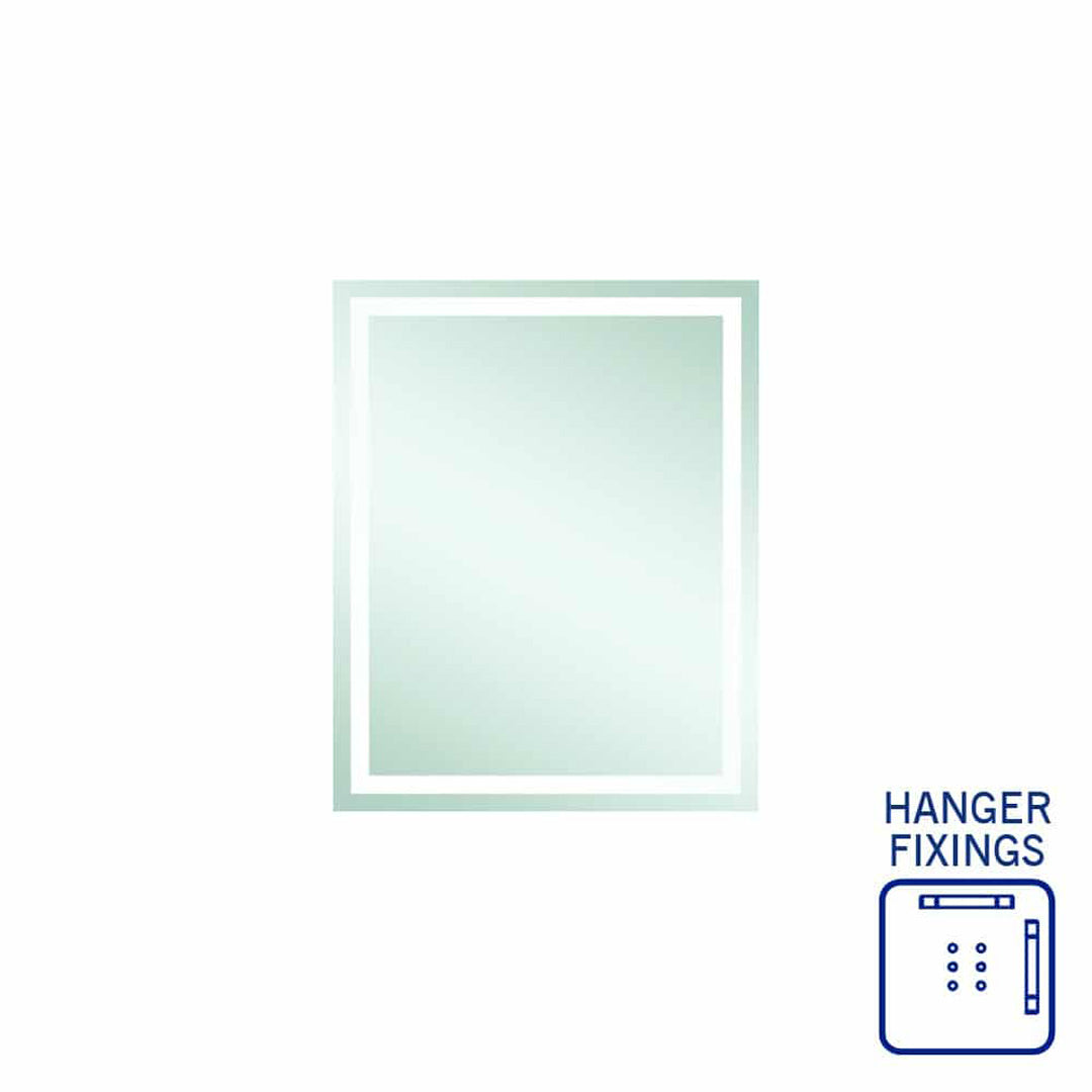 Thermogroup Sierra Rectangle Polished Edge Mirror with Sandblasted Border - 600x750mm with Hangers - SS6075HN