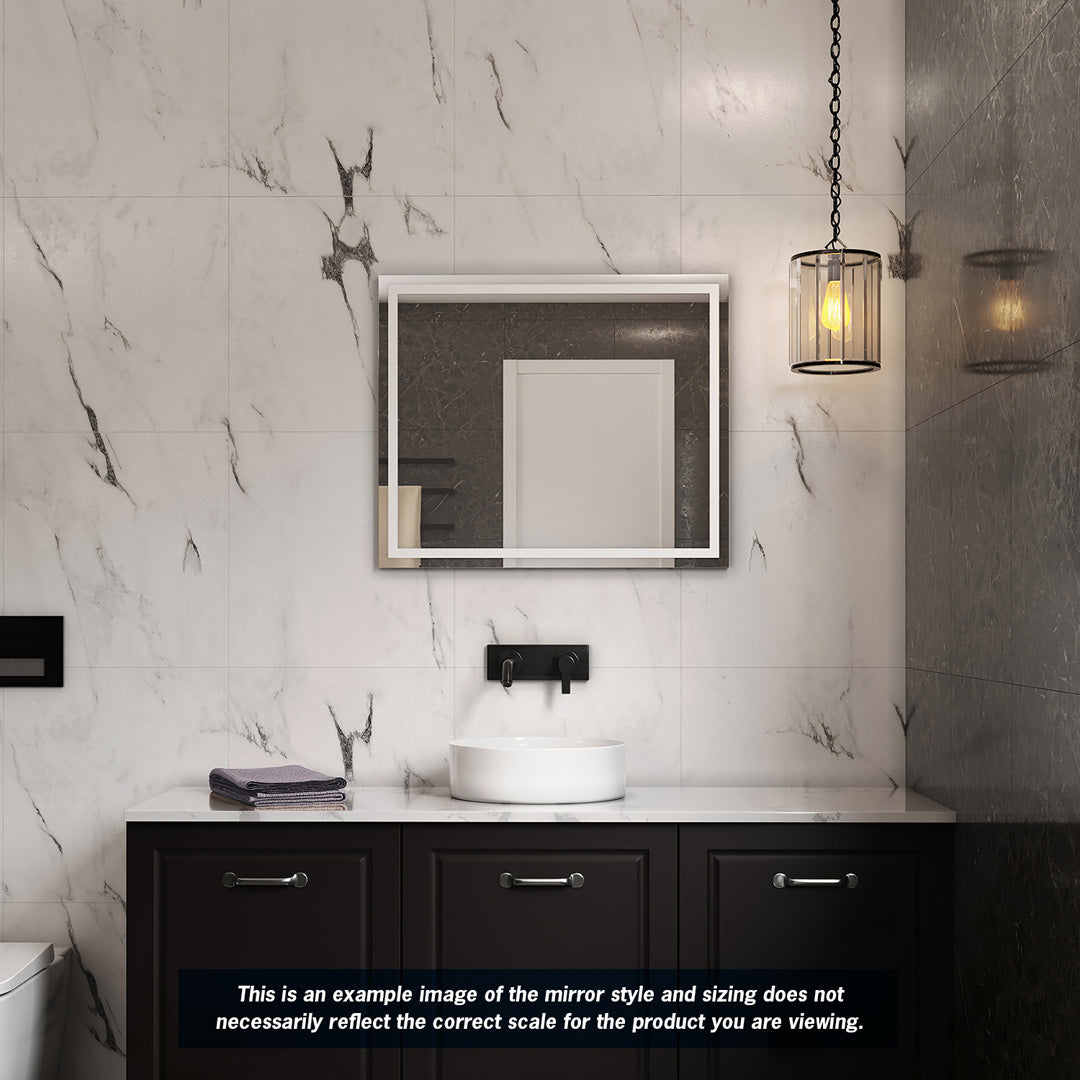 Thermogroup Sierra Rectangle Polished Edge Mirror with Sandblasted Border - 1200x800mm with Hangers - SS1280HN