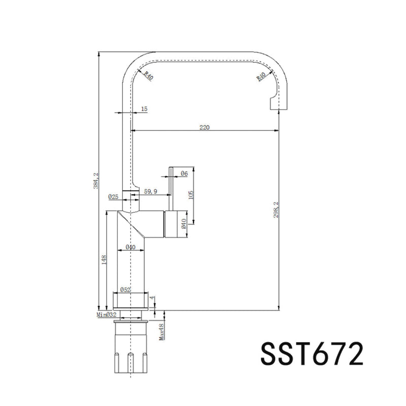 Linkware Elle 316 Stainless Steel Sink Mixer - Brushed Stainless