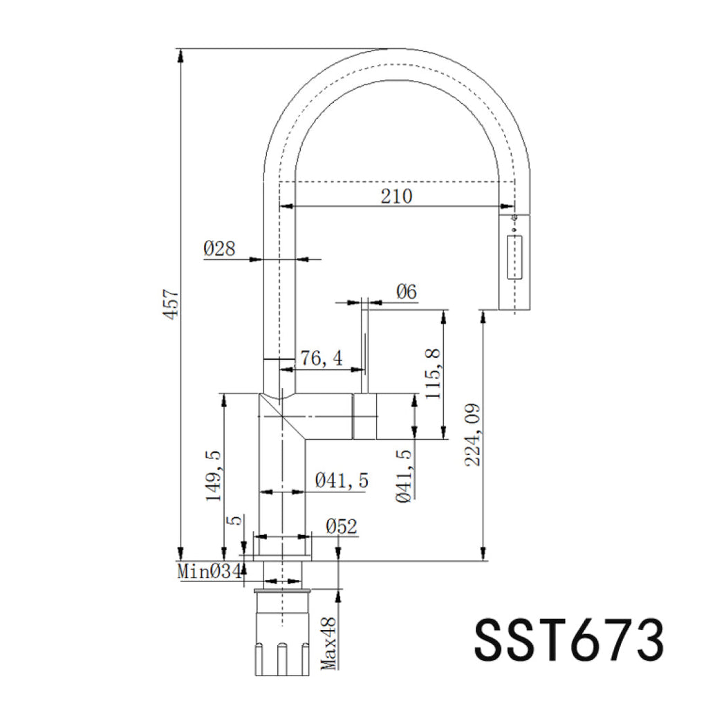Linkware Elle 316 Stainless Steel Pull-Out Sink Mixer - Matte Black - SST673MB