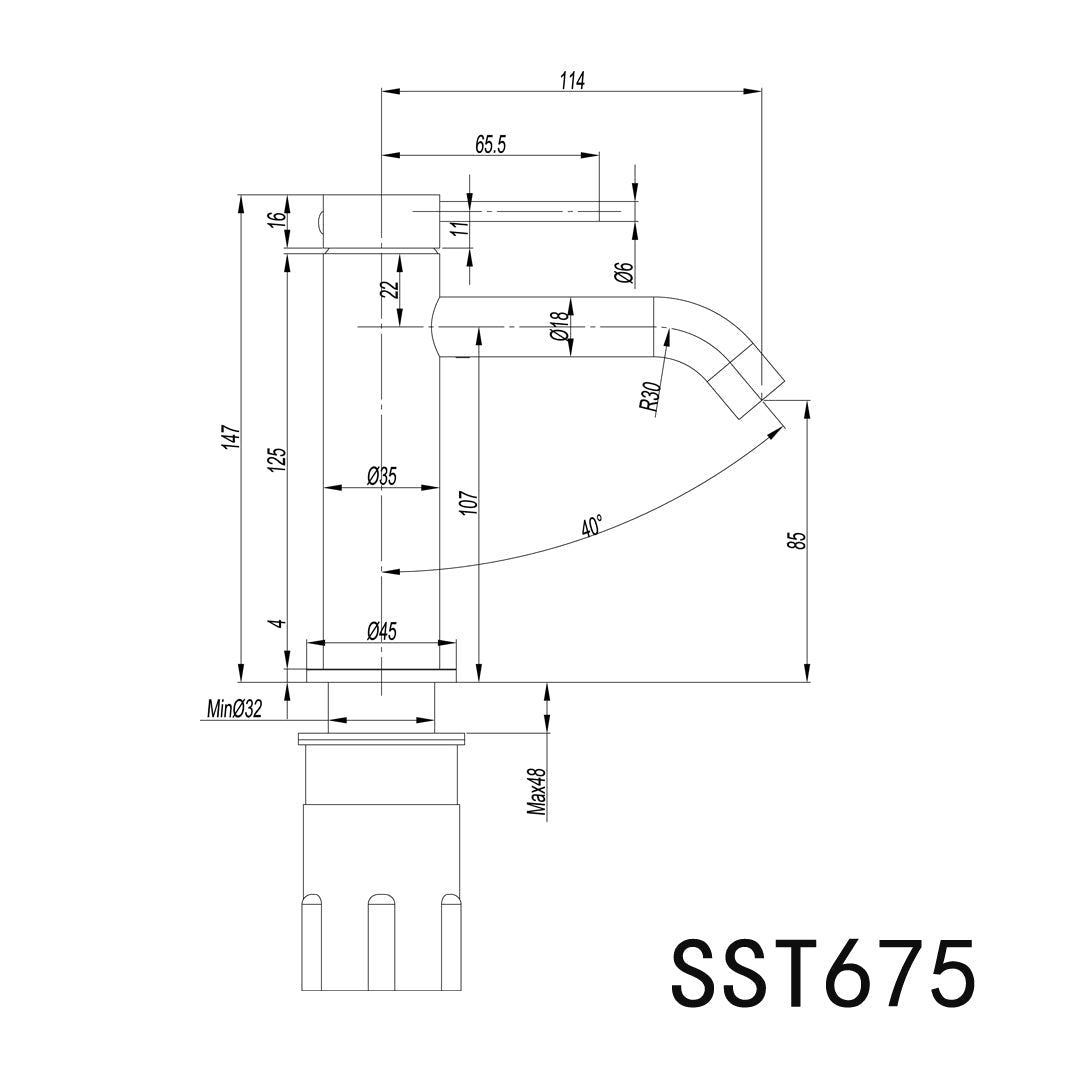 Linkware Elle 316 Stainless Steel Basin Mixer - Gun Metal - SST675GM