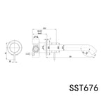 Linkware Elle 316 Stainless Steel Wall Mixer Set - Brushed Gold - SST676BG