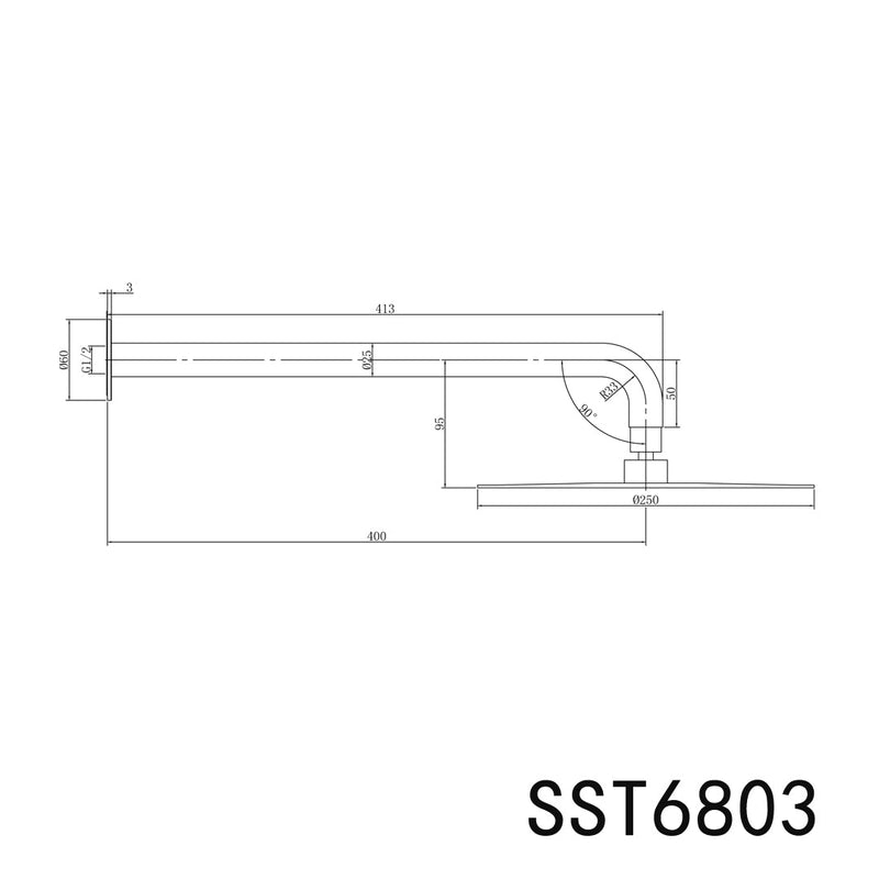 Linkware Elle 316 Stainless Steel Overhead Shower - Matte Black