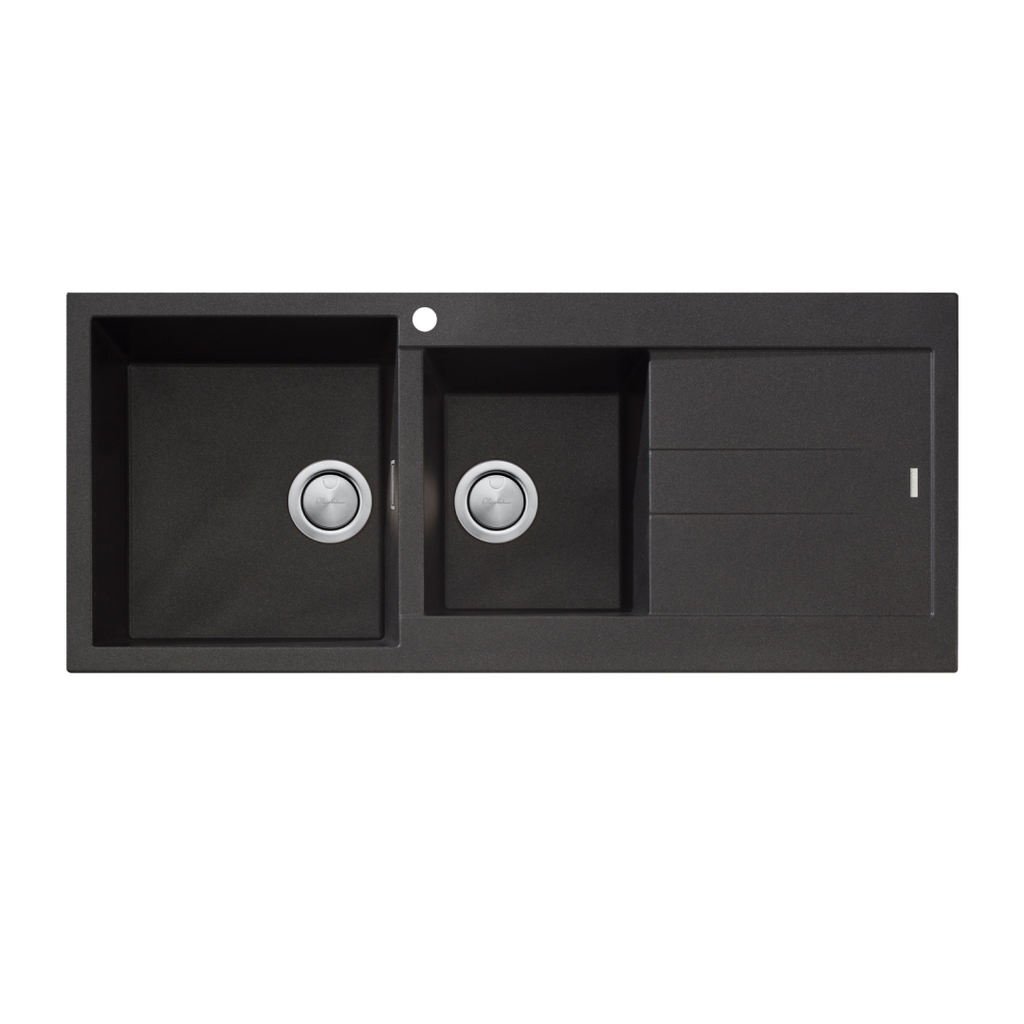 Oliveri Santorini 1 & 3/4 Bowl Topmount Sink with Drainer - Black ST-BL1511 OF