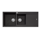 Oliveri Santorini 1 & 3/4 Bowl Topmount Sink with Drainer - Black ST-BL1511 OF