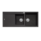 Oliveri Santorini 1 & 3/4 Bowl Topmount Sink with Drainer - Black ST-BL1512 OF