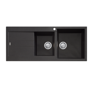 Oliveri Santorini 1 & 3/4 Bowl Topmount Sink with Drainer - Black ST-BL1512 OF