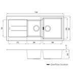 Oliveri Santorini 1 & 3/4 Bowl Topmount Sink with Drainer - Black ST-BL1512 OF