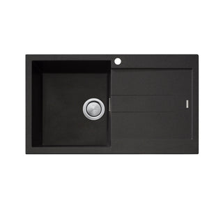 Oliveri Santorini Single Bowl Topmount Sink with Overflow & Drainer - Black ST-BL1521 OF