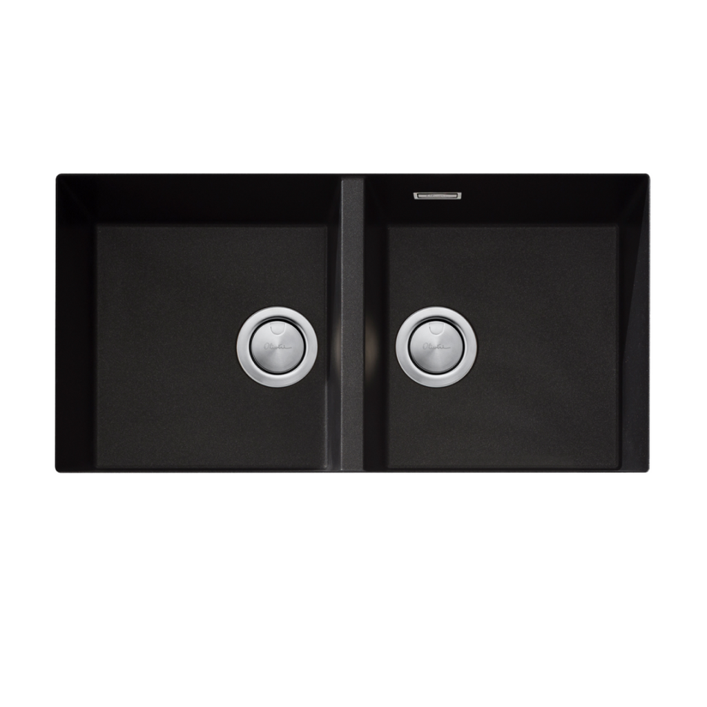Oliveri Santorini Double Bowl Undermount Sink Includes Overflow ST-BL1563U OF - Black