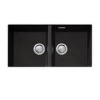 Oliveri Santorini Double Bowl Undermount Sink Includes Overflow ST-BL1563U OF - Black