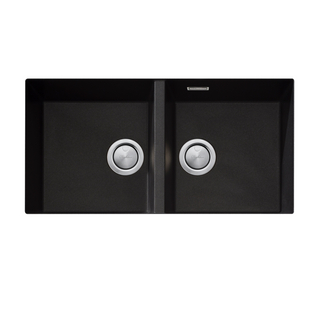Oliveri Santorini Double Bowl Undermount Sink Includes Overflow ST-BL1563U OF - Black