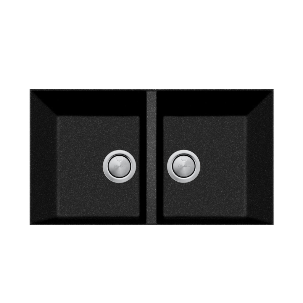 Oliveri Santorini Black Piccolo Double Bowl Undermount Sink - ST-BL1573U