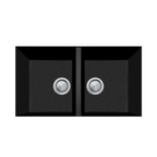 Oliveri Santorini Black Piccolo Double Bowl Undermount Sink - ST-BL1573U