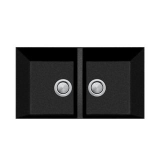 Oliveri Santorini Black Piccolo Double Bowl Undermount Sink - ST-BL1573U