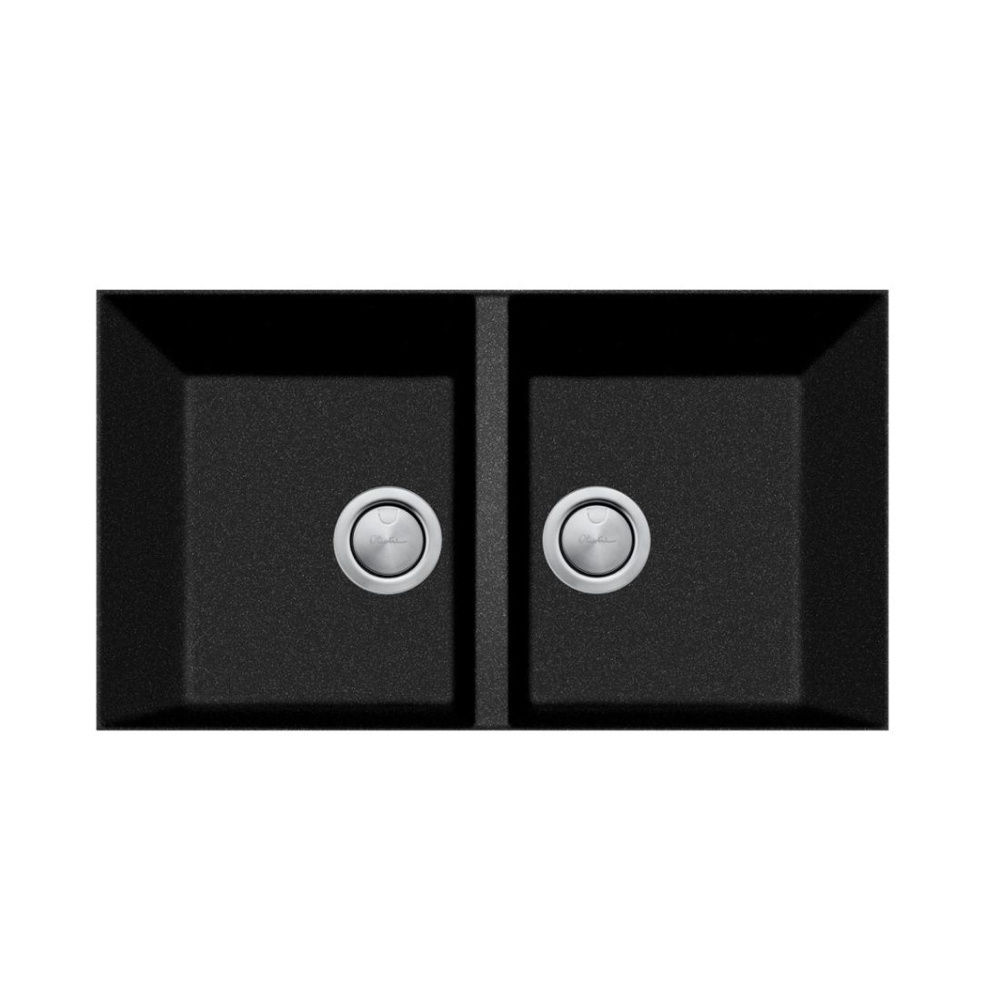 Oliveri Santorini Black Piccolo Double Bowl Undermount Sink - ST-BL1573U