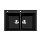 Oliveri Santorini Black Piccolo Double Bowl Topmount Sink - ST-BL1574