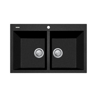 Oliveri Santorini Black Piccolo Double Bowl Topmount Sink - ST-BL1574