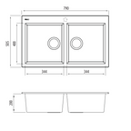 Oliveri Santorini Black Piccolo Double Bowl Topmount Sink - ST-BL1574