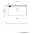 Oliveri Santorini Black Mega Undermount Sink Includes Overflow - ST-BL1590U OF