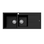 Oliveri Santorini 1 & 3/4 Bowl Topmount Sink with Drainer - Matte Black ST-MB1511 OF