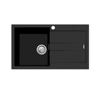 Oliveri Santorini Single Bowl Topmount Sink with Overflow & Drainer - Matte Black ST-MB1521 OF