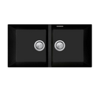 Oliveri Santorini Double Bowl Undermount Sink Includes Overflow - Matte Black - ST-MB1563U OF
