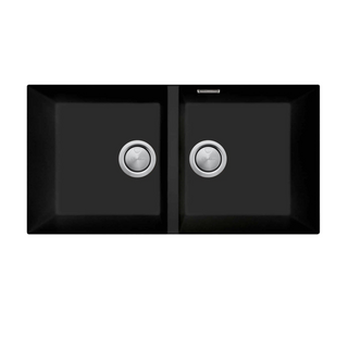 Oliveri Santorini Double Bowl Undermount Sink Includes Overflow - Matte Black - ST-MB1563U OF