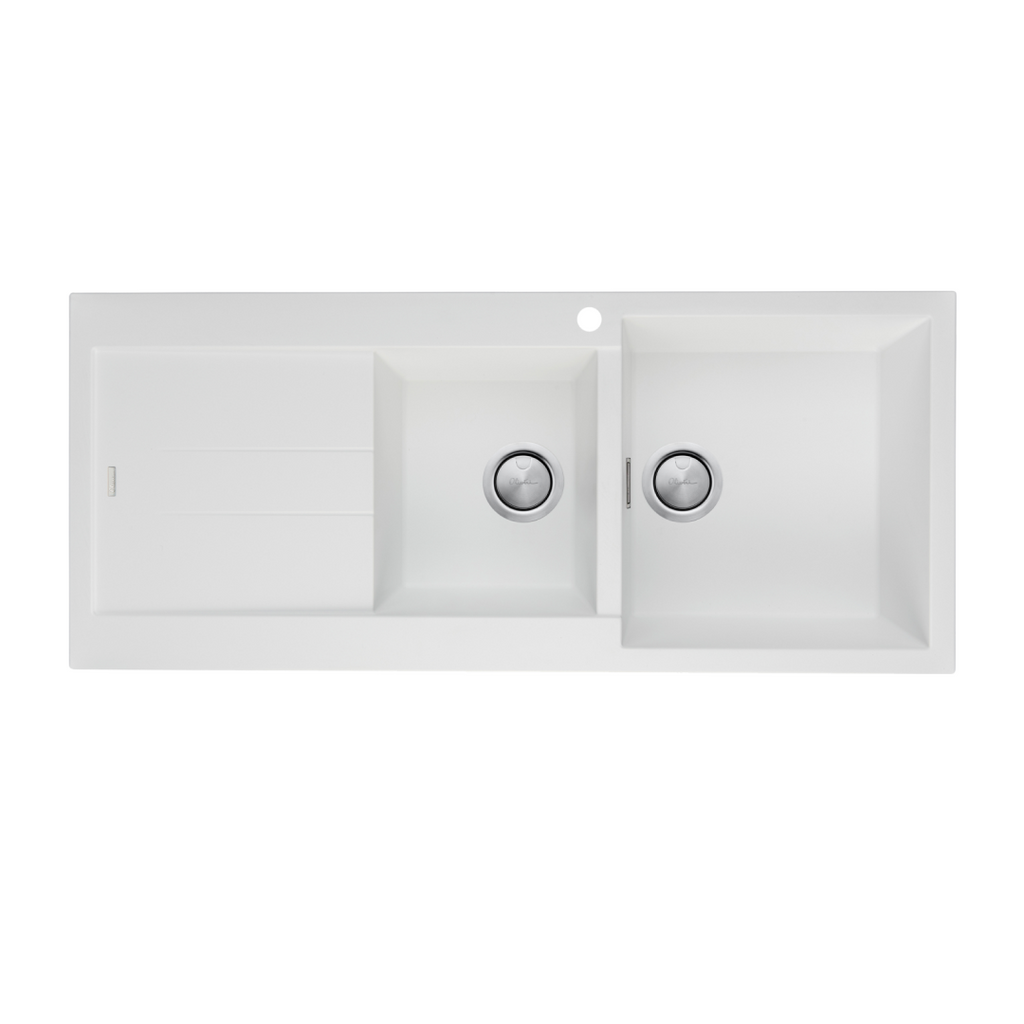 Oliveri Santorini 1 & 3/4 Bowl Topmount Sink with Drainer - White ST-WH1512 OF