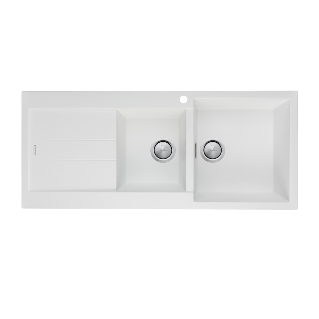 Oliveri Santorini 1 & 3/4 Bowl Topmount Sink with Drainer - White ST-WH1512 OF