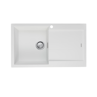 Oliveri Santorini Single Bowl Topmount Sink with Overflow & Drainer - White ST-WH1521 OF