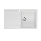 Oliveri Santorini Single Topmount Sink w/Drainer & Overflow 1 Taphole - White - ST-WH1522 OF