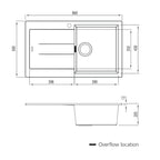 Oliveri Santorini Single Topmount Sink w/Drainer & Overflow 1 Taphole - White - ST-WH1522 OF