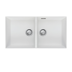 Oliveri Santorini Double Bowl Undermount Sink Includes Overflow - White - ST-WH1563U OF