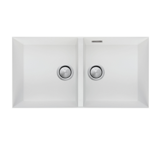 Oliveri Santorini Double Bowl Undermount Sink Includes Overflow - White - ST-WH1563U OF