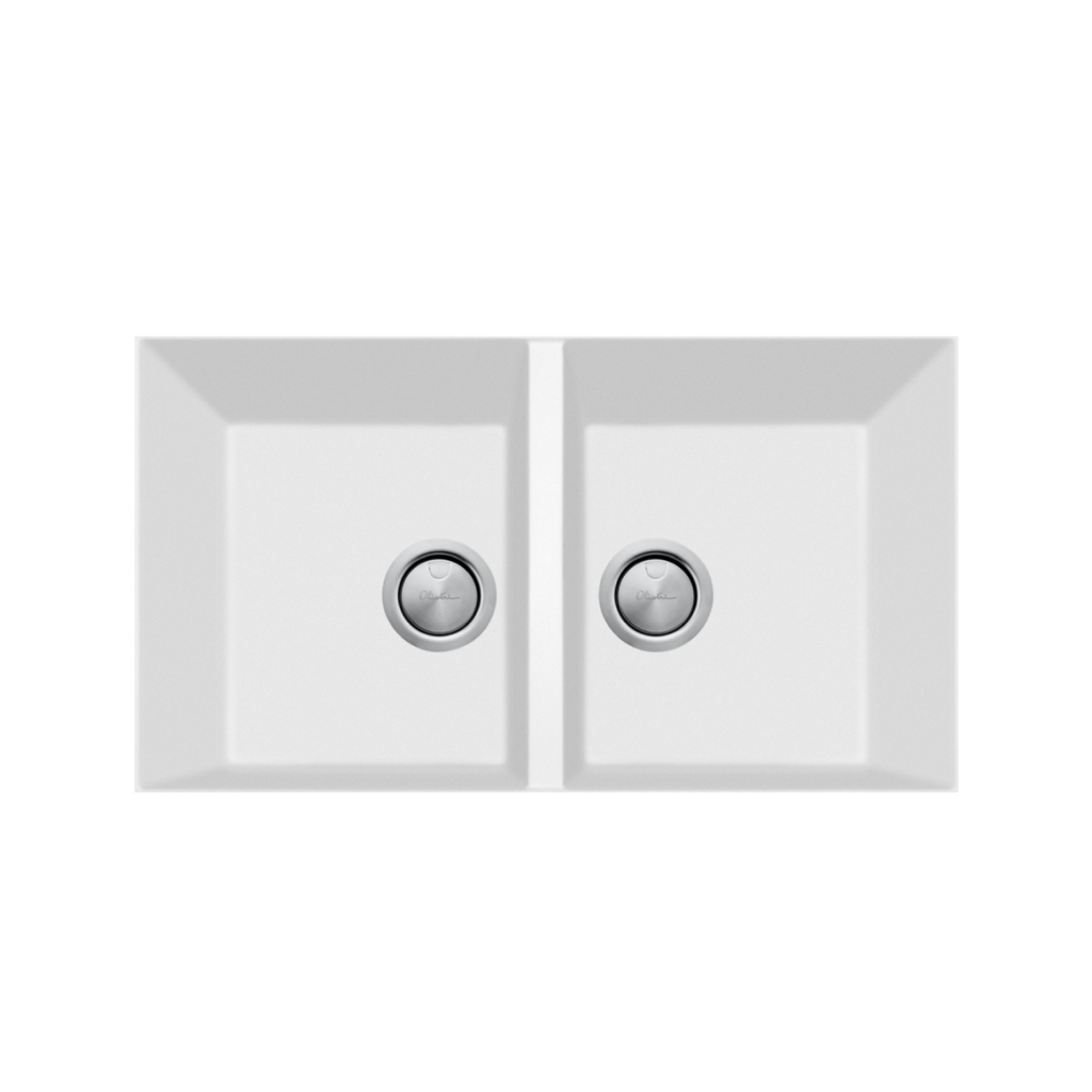 Oliveri Santorini White Piccolo Double Bowl Undermount Sink - ST-WH1573U