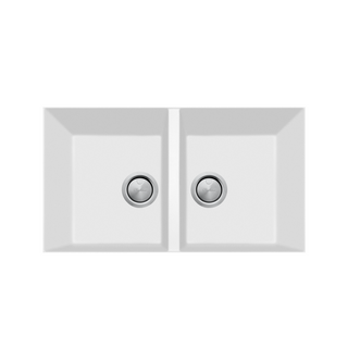 Oliveri Santorini White Piccolo Double Bowl Undermount Sink - ST-WH1573U