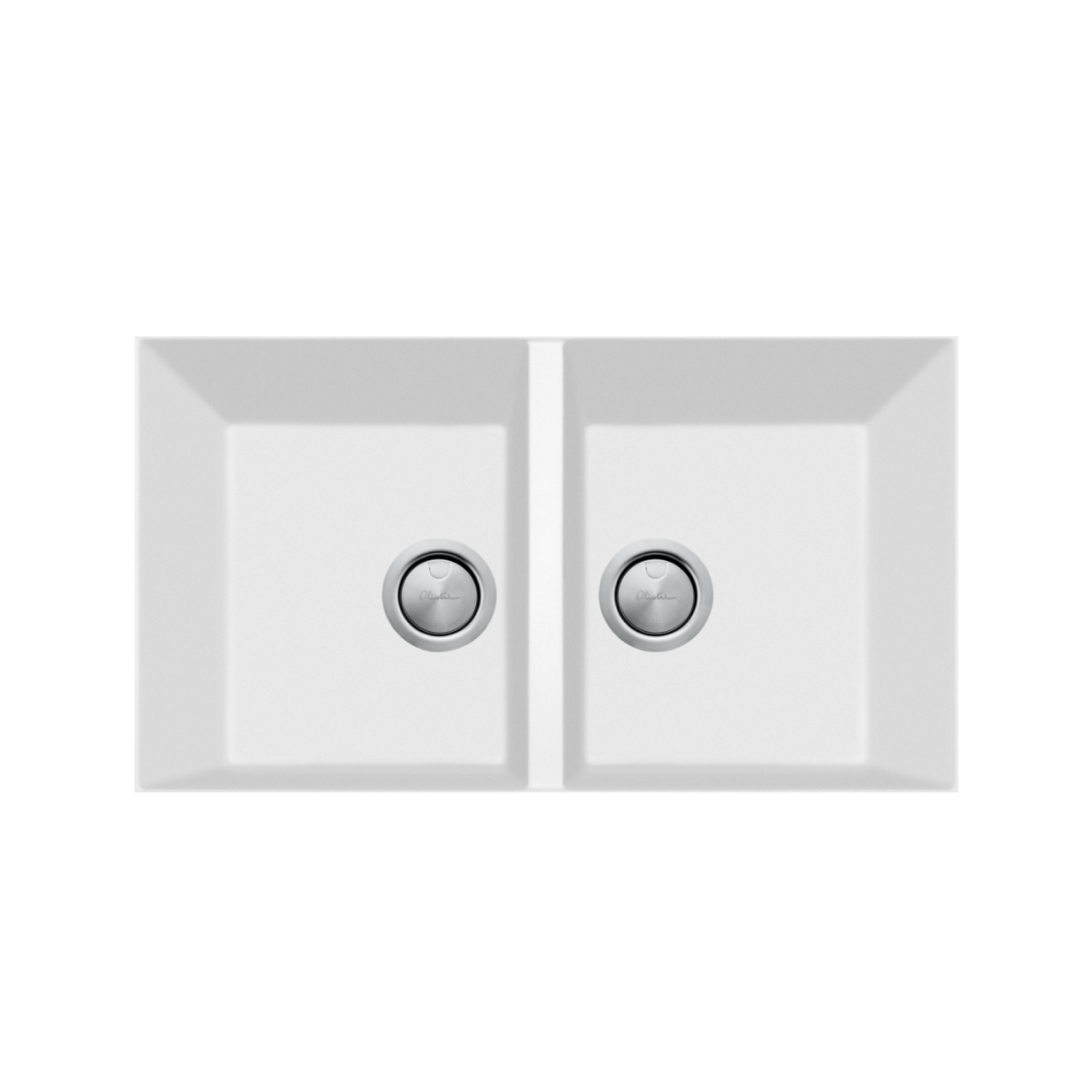 Oliveri Santorini White Piccolo Double Bowl Undermount Sink - ST-WH1573U
