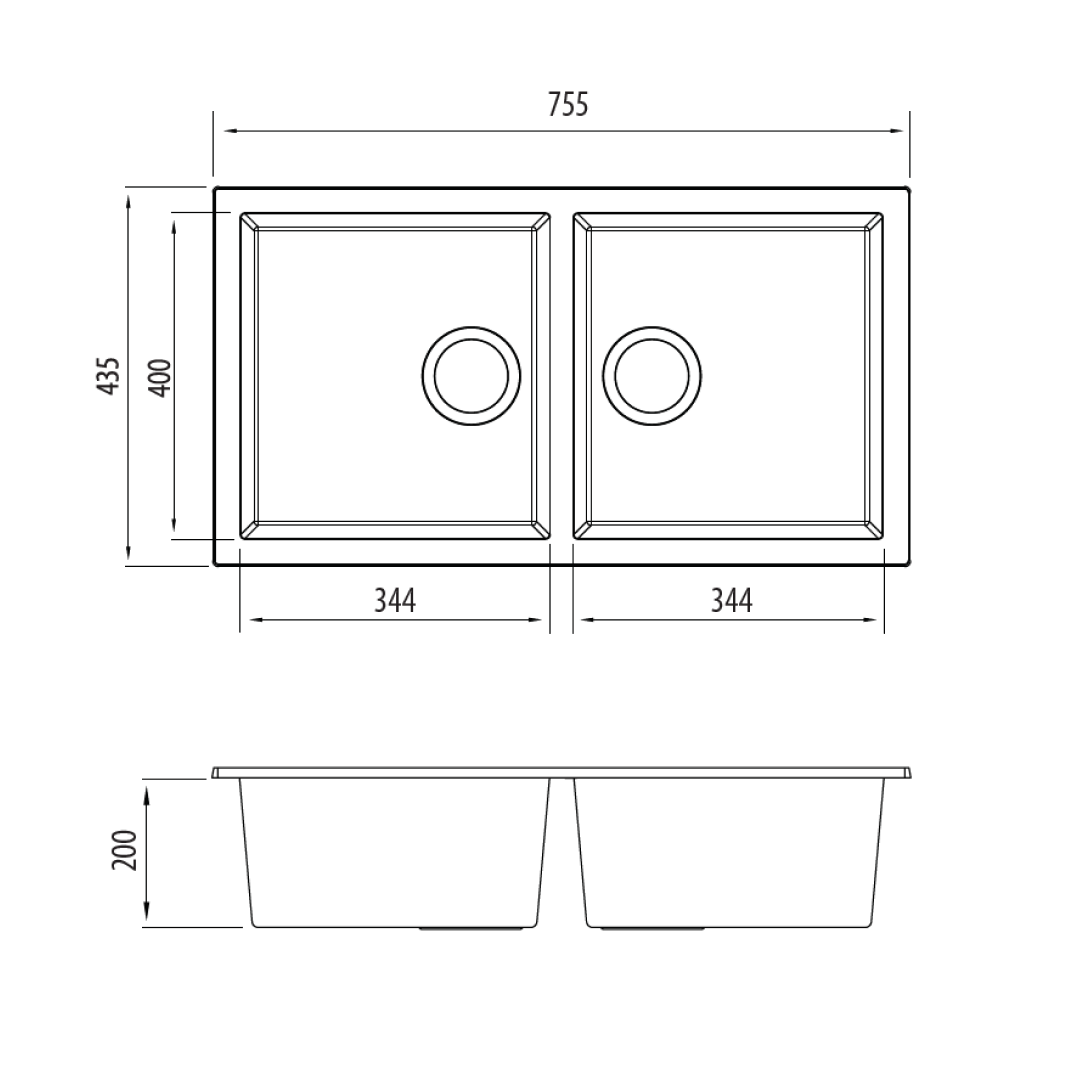 Oliveri Santorini White Piccolo Double Bowl Undermount Sink - ST-WH1573U