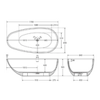 Fienza Bahama 1685mm Freestanding Stone Bath with Overflow - Matte Black - ST03-MB