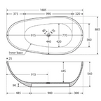 Fienza Bahama 1685mm Freestanding Stone Bath with Overflow - Matte White - ST03