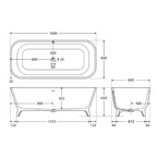 Fienza Hampton 1600mm Freestanding Stone Bath With Overflow - Matte White - ST17