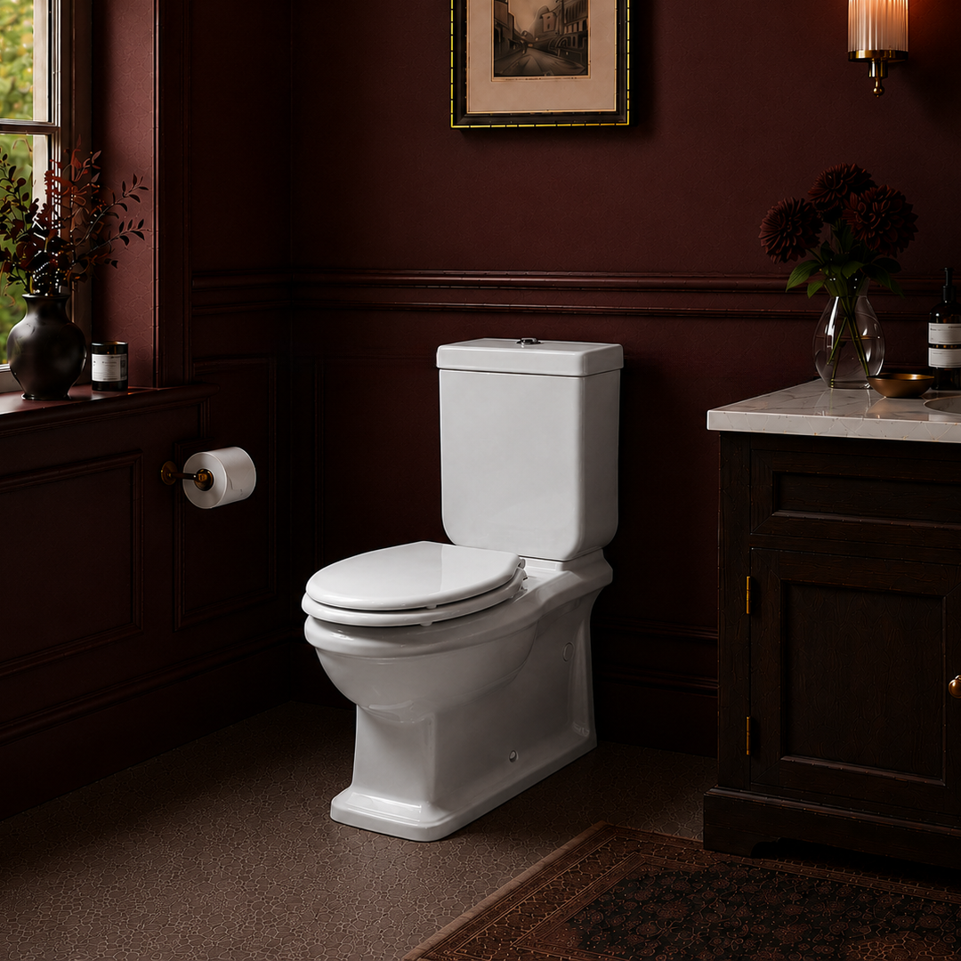Turner Hastings Stafford Back to Wall Toilet Suite - Gloss White with Chrome Hinges ST675BTW-GW
