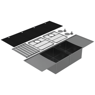 Abey Boutique Lugano Double Bowl & Double Drainer - Black Pearl - STQ360DDB