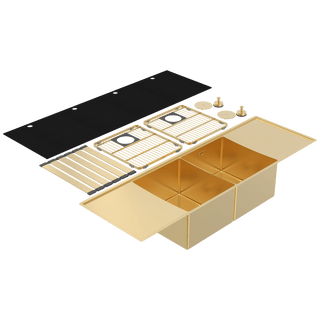 Abey Boutique Lugano Double Bowl & Double Drainer - Eureka Gold - STQ360DDG