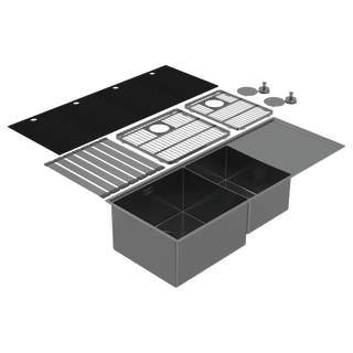 Abey Boutique Lugano Left Hand 1 & 1/4 Bowl Drainer - Black Pearl - STQ450DLB
