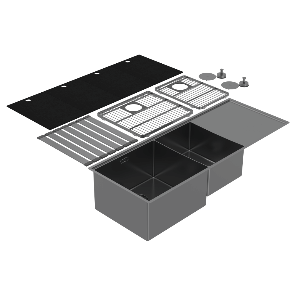 Abey Boutique Lugano Left Hand 1 & 1/4 Bowl Drainer - Black Pearl - STQ450DLB