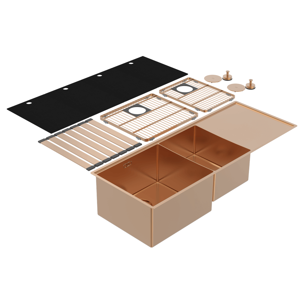 Abey Boutique Lugano Left Hand 1 & 1/4 Bowl Drainer - Artisan Copper - STQ450DLCO